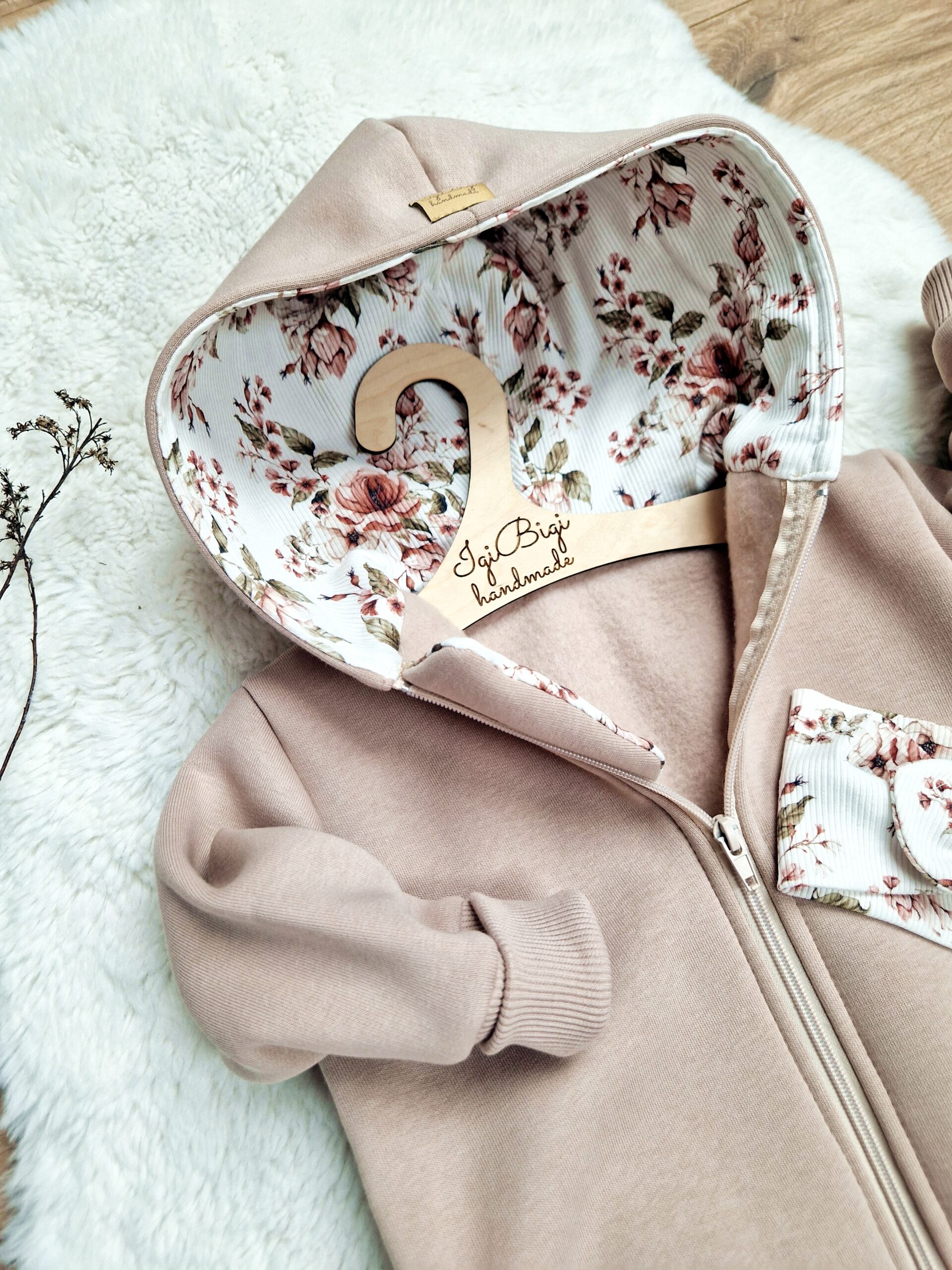 KOMBINEZON dresówka drapana TAUPE rose cream