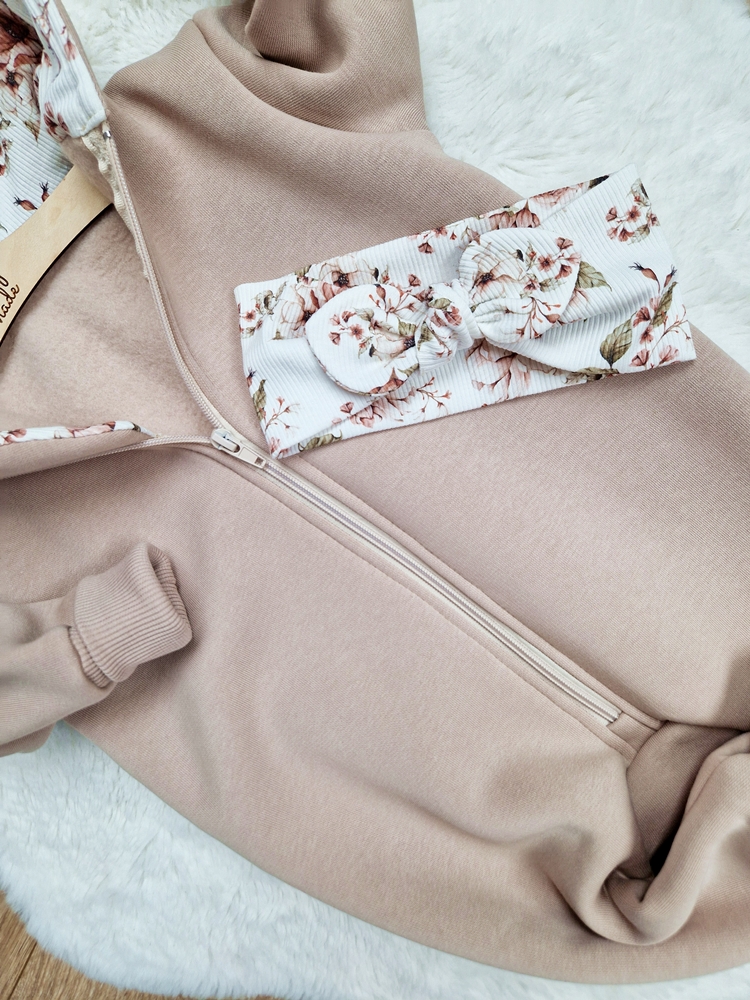 KOMBINEZON dresówka drapana TAUPE rose cream