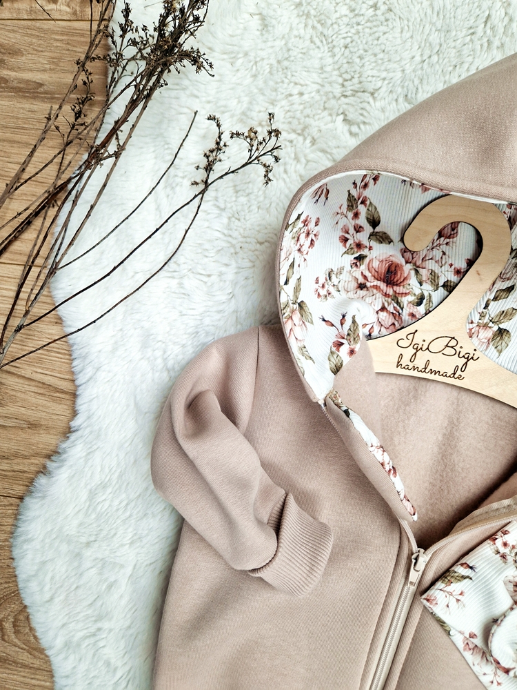 KOMBINEZON dresówka drapana TAUPE rose cream