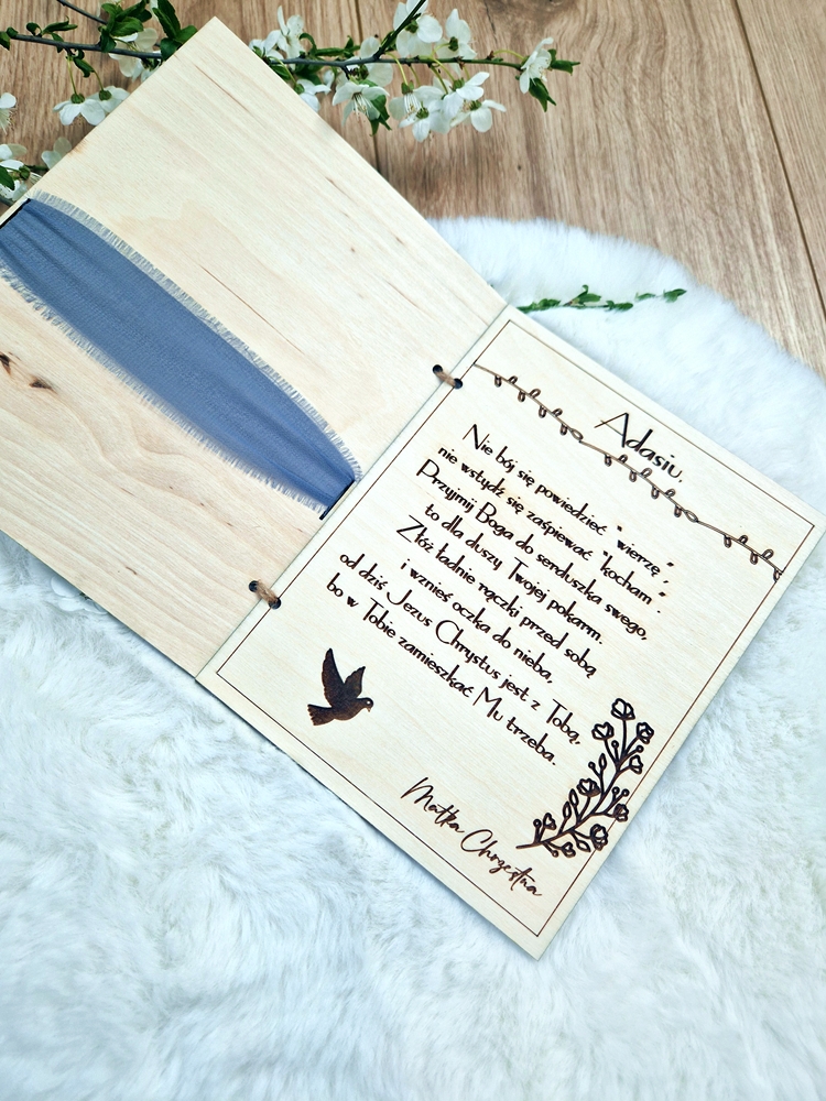Pamiątka komunijna kartka KOKARDA personalizowana