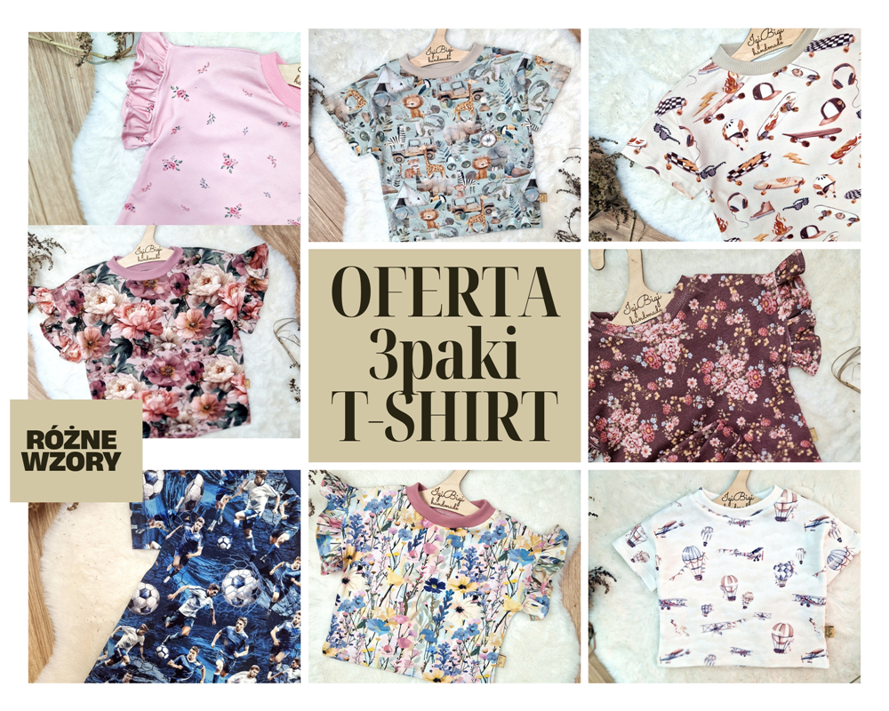 3PAK T-SHIRT rozm.62-80 wzory dziewczynka