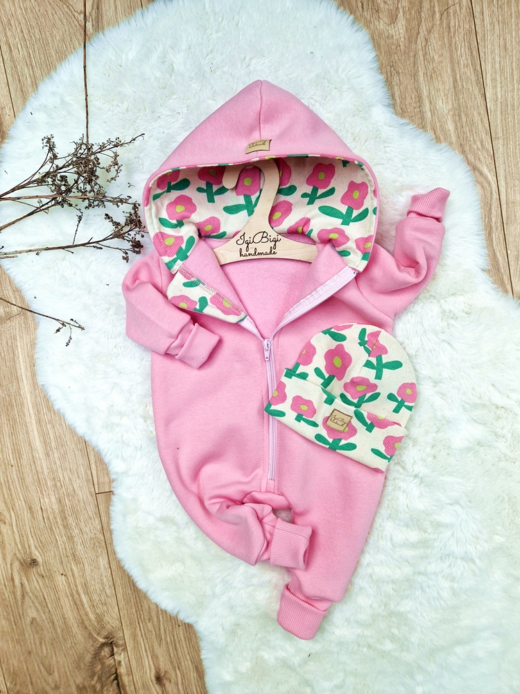 KOMBINEZON dresówka drapana CUKIEREK pink flow