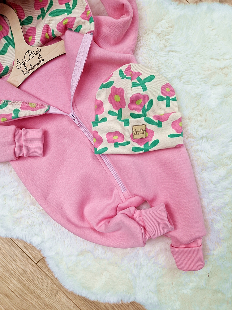 KOMBINEZON dresówka drapana CUKIEREK pink flow