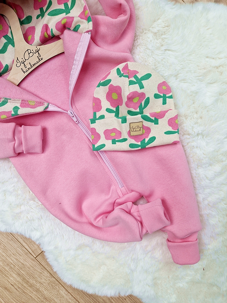 KOMBINEZON dresówka drapana CUKIEREK pink flow