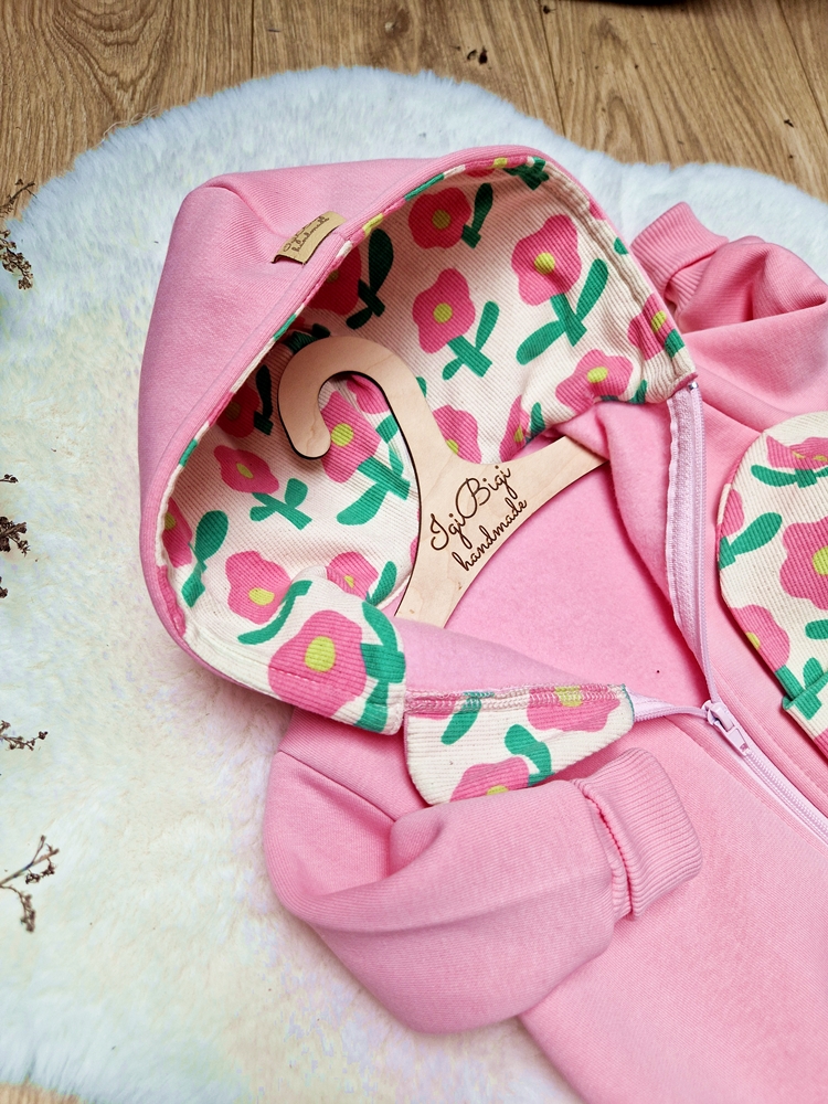 KOMBINEZON dresówka drapana CUKIEREK pink flow